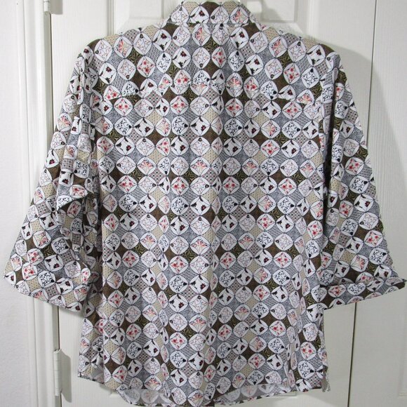 Westbound Woman Wrinkle Free 3/4 Slv Brown/Orange Print 100% Cotton Blouse, 20W - Picture 3 of 3